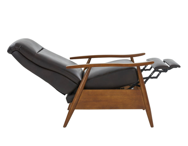 English Elm Sarasota Wood Arm Push Back Recliner with Leather Gel Upholstery, Chestnut Arms & 3-Position Comfort Brown B050P281014