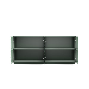 English Elm Sideboard Modern 4-Door Buffet Cabinet with Spacious Top and Enclosed Storage, Durable 66" Long Finish Green W2263P353529