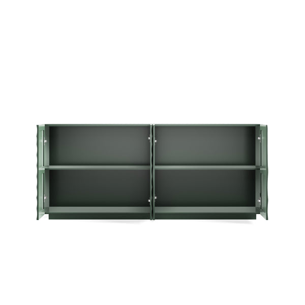English Elm Sideboard Modern 4-Door Buffet Cabinet with Spacious Top and Enclosed Storage, Durable 66" Long Finish Green W2263P353529