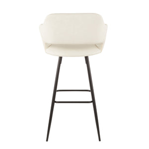 English Elm Margarite Set Of 2 Contemporary Barstools In Cream Faux Leather & Black Metal - Stylish Comfort! B202P222398