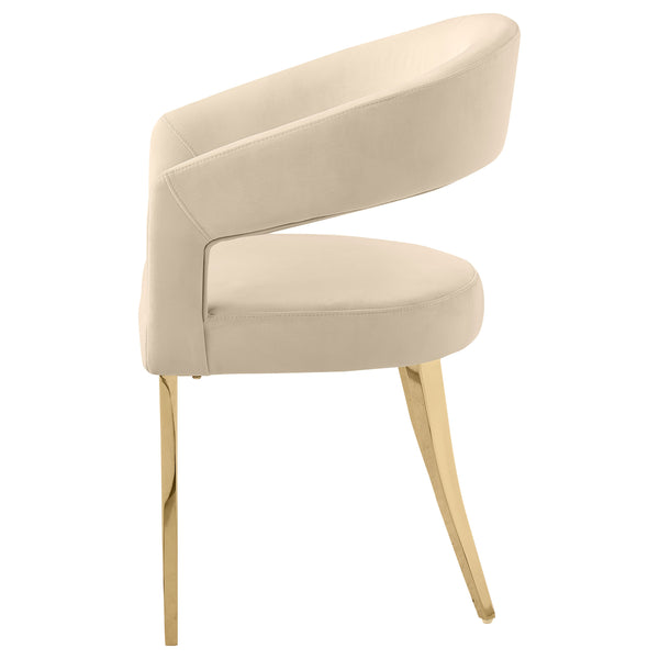 English Elm Rendina Velvet Upholstered Dining Armchair Set of 2 – Curved Open-Back Comfort with Luxe Foam Seating and Metal Frame Beige B062P299828