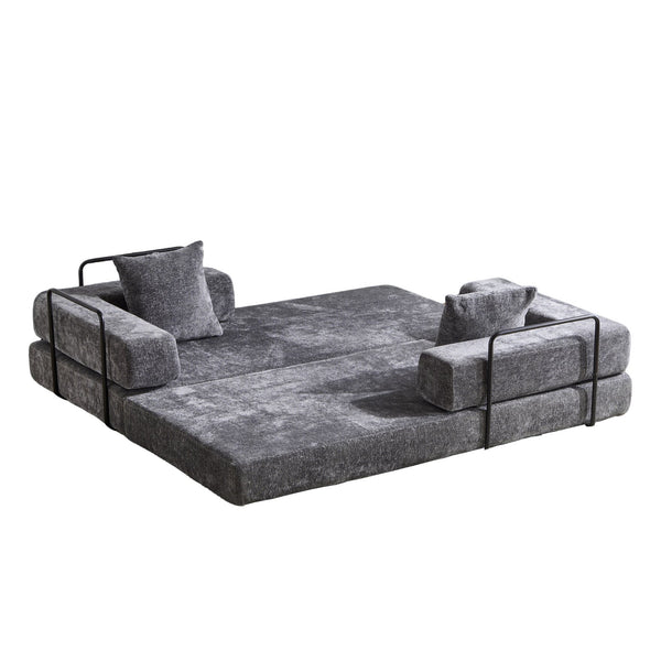 English Elm Floor Couch - Convertible Chenille Sofa Bed With Plush Back Support, Ideal For Living Rooms & Dorms W3723P344039