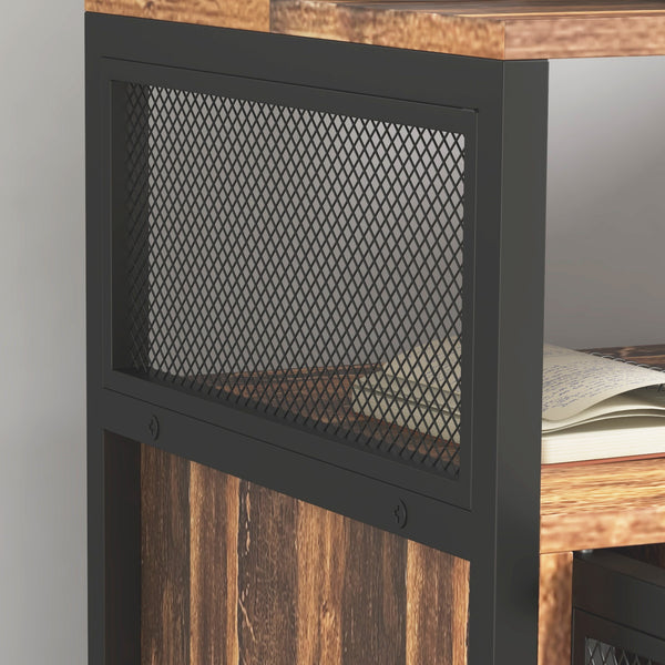 English Elm Vinsetto Rustic Brown Mobile Printer Stand with USB & AC Outlets, Adjustable Shelves, Wheels W2225P173911