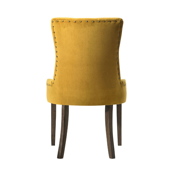 English Elm Set Of 2 Velvet Dining Chairs In Yellow & Espresso - Elegant Comfort With Timeless Style & Durability B016P315262-GIGA