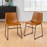 English Elm Walker Edison - Industrial Faux Leather Dining Chairs, Set Of 2 - Whiskey Brown