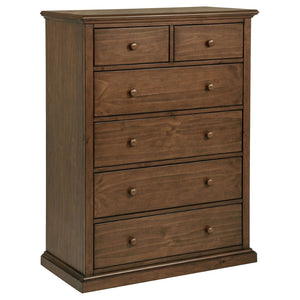 English Elm Anzio Six Drawer Chest Warm Wood Finish Bedroom Storage with Round Knob Hardware Brown B062P451786