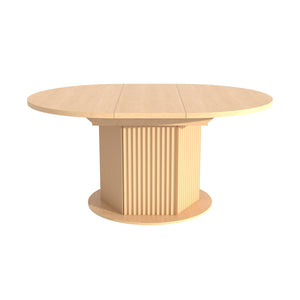 English Elm Round Adjustable Dining Table 47–63" for 4–6, Light Brown MDF & Rubberwood, Bump-Texture Base, 300lb Capacity W1347P296655