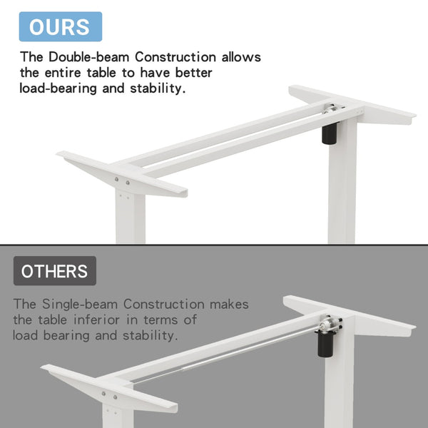 English Elm 63"×30" 63"x30" Electric Sit Stand Desk with Splice Board Top and Motorized Steel Frame White Leg + White + Light Oak W614P431431