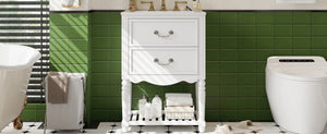 English Elm 24'' Vintage Bathroom Vanity with Ceramic Sink Soft Close Drawers Open Shelf White N710P411237K