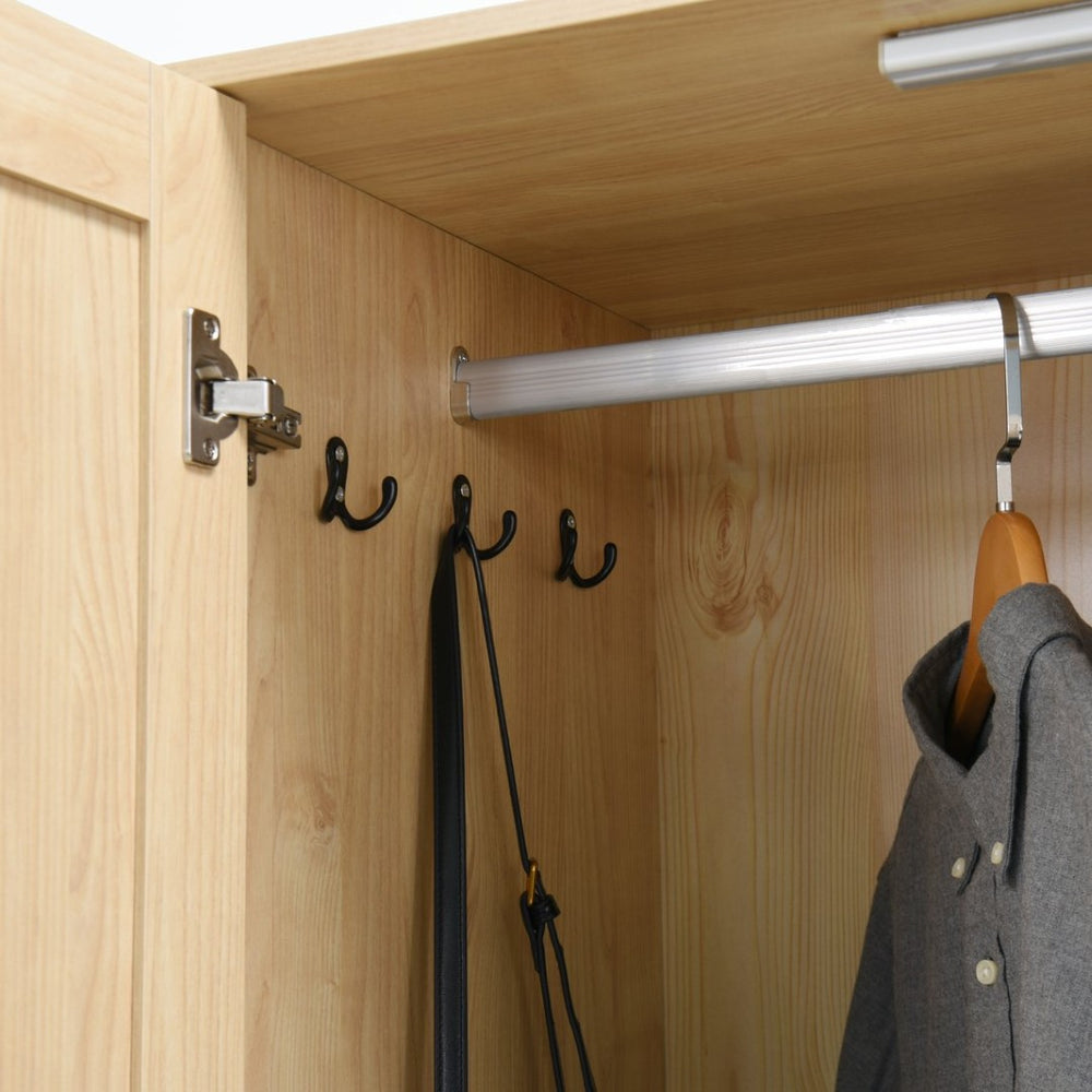 English Elm 4 Door Wooden Wardrobe Cabinet with Led Sensor Light Mirror and Drawers for Bedroom W409S00006