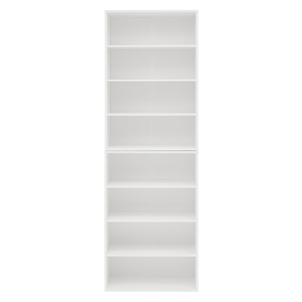 English Elm CD MDF 8-Tier Media Cabinet with Adjustable Shelves, 71" Tall Sturdy Storage for Home Office Display and Organization White W2972P333111