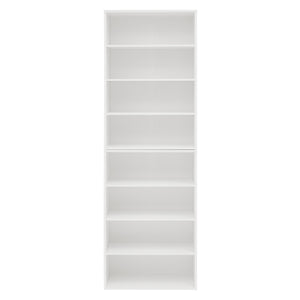 English Elm CD MDF 8-Tier Media Cabinet with Adjustable Shelves, 71" Tall Sturdy Storage for Home Office Display and Organization White W2972P333111