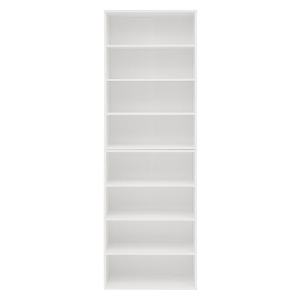 English Elm CD MDF 8-Tier Media Cabinet with Adjustable Shelves, 71" Tall Sturdy Storage for Home Office Display and Organization White W2972P333111