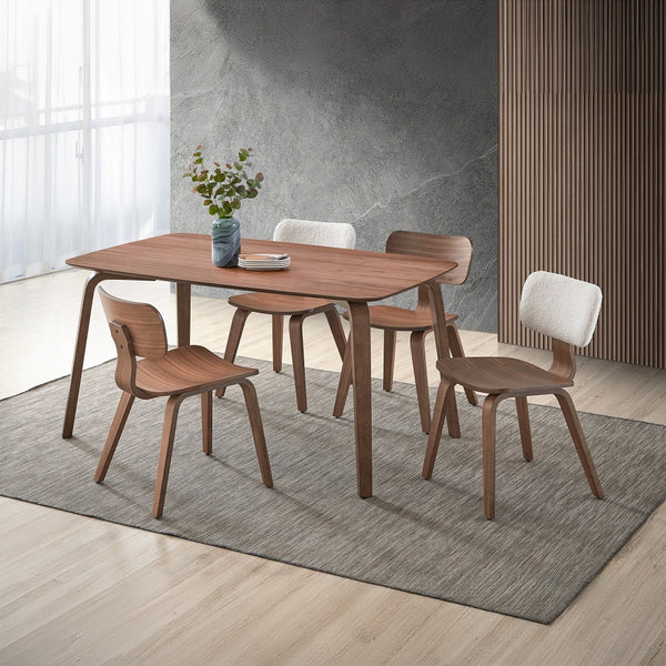 English Elm Modern Sleek 5pc Dining Set with Sturdy Wooden Table and Four Upholstered Side Chairs, Elegant Finish Walnut 15 L x 36 W x 4 H B2741S00241