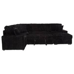 English Elm Thurston Corduroy Sectional Sofa with Hidden Chaise Storage and Pop-up Sleeper Black B062S01484