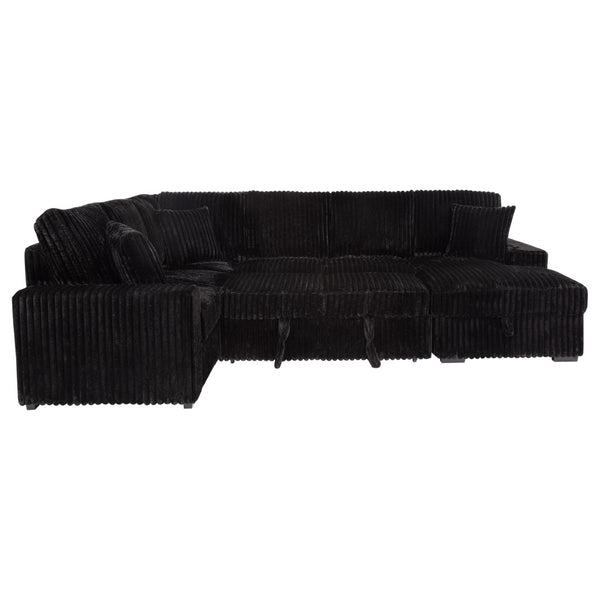 English Elm Thurston Corduroy Sectional Sofa with Hidden Chaise Storage and Pop-up Sleeper Black B062S01484