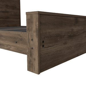 English Elm Galanto Full Size Platform Bed with Headboard Dark Brown – Modern 440 lb Capacity, Easy Assemble B200S00359