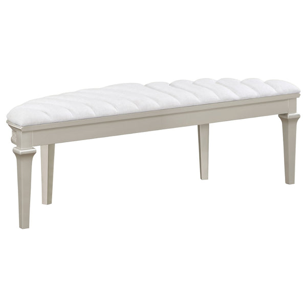 English Elm Colwood Channel Tufted Ivory Curved Bench with Tapered Legs for Bedroom Entryway B062P441145
