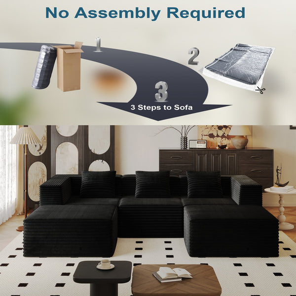 English Elm Modular Sectional Couches For Living Room – Plush Memory Foam, No Assembly, Flexible L-Shape Design! W3434S00019