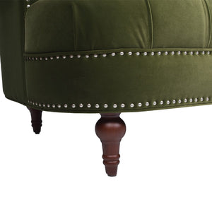 English Elm La Rosa Victorian Chesterfield Tufted Sofa, Olive Green Performance Velvet