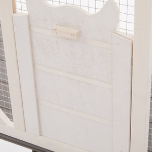 English Elm Outdoor Fir Wood Window Catio Enclosure with Four Climbing Platforms for Cats Grey,White N719P418371K
