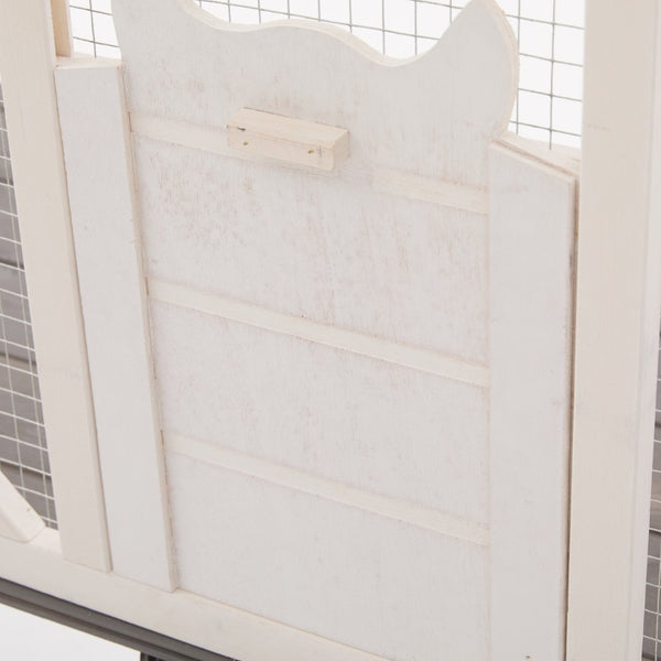 English Elm Outdoor Fir Wood Window Catio Enclosure with Four Climbing Platforms for Cats Grey,White N719P418371K