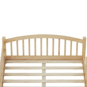 English Elm Full Montessori Pine Wood Floor Bed with Safety Rails Low Profile Kids Room Frame Natural N733P400299N