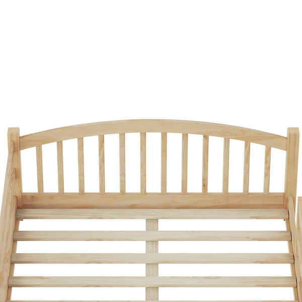 English Elm Full Montessori Pine Wood Floor Bed with Safety Rails Low Profile Kids Room Frame Natural N733P400299N