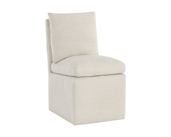 Sunpan GLENROSE Elegant Wheeled Dining Chair in Effie Linen - Luxurious Comfort with Easy Mobility & Style 107449V