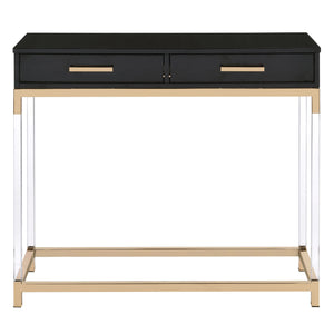 English Elm Black Black High Gloss and Gold Console Table with Acrylic Legs, 2 Drawers, Floating Modern Entryway Accent B062P185721