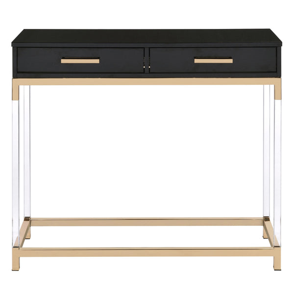English Elm Black Black High Gloss and Gold Console Table with Acrylic Legs, 2 Drawers, Floating Modern Entryway Accent B062P185721