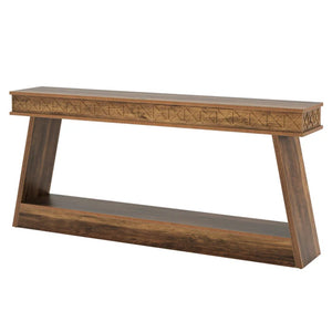 English Elm Hall Console Table Industrial Rustic Two Tier Wood Tone Metal Frame Entryway Sofa T3971P451575