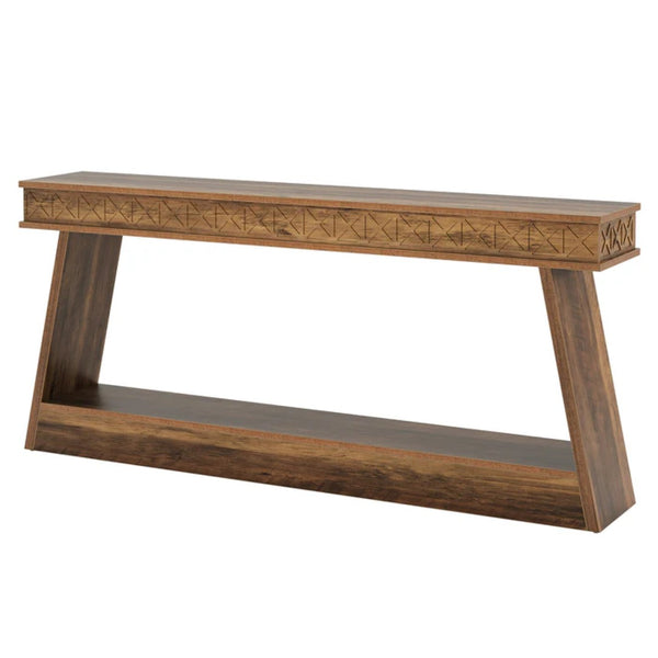English Elm Hall Console Table Industrial Rustic Two Tier Wood Tone Metal Frame Entryway Sofa T3971P451575