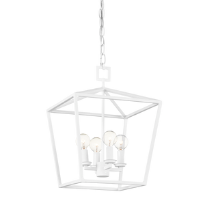 Denison Medium White Lantern - Elegant Hammered Wrought Iron Fixture for Modern Home Décor
