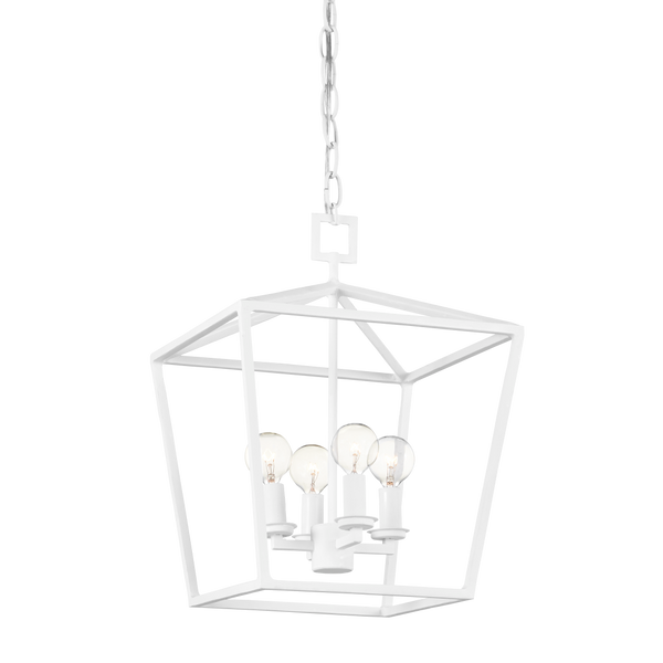 Denison Medium White Lantern - Elegant Hammered Wrought Iron Fixture for Modern Home Décor