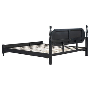 English Elm King Platform Bed Solid Wood Frame Navy Velvet Headboard Modern Bedroom Furniture N770PK379966C