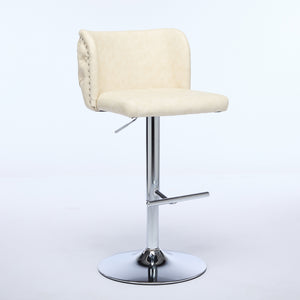 English Elm A&A Modern Swivel Barstools Set Of 2 - Adjustable Height, Chrome Base, Ergonomic Pu Upholstered Comfort W1143P193492