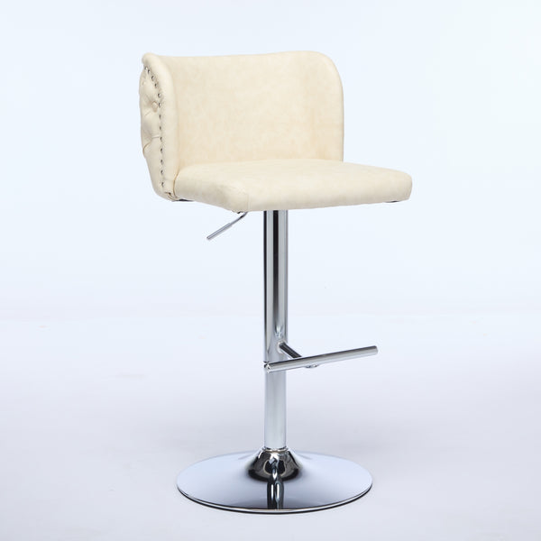 English Elm A&A Modern Swivel Barstools Set Of 2 - Adjustable Height, Chrome Base, Ergonomic Pu Upholstered Comfort W1143P193492