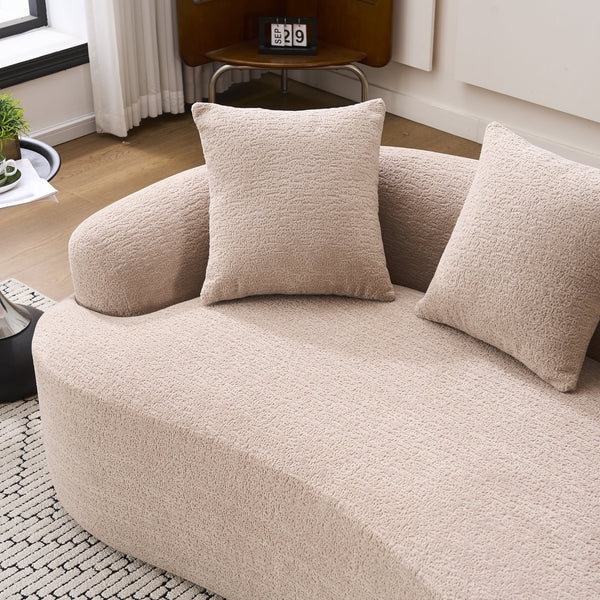 English Elm LY-025S Curved Loveseat Sofa Compact 65" chenille upholstery, 30D foam with spring core, 300lb capacity, 3 pillows, apartment-friendly Apricot Cream W2231P292607