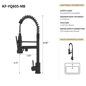 English Elm Bothwa Cupc Certified Single Handle Kitchen Faucet Tall Arc Stainless Steel Design Matt Black B2724P262363