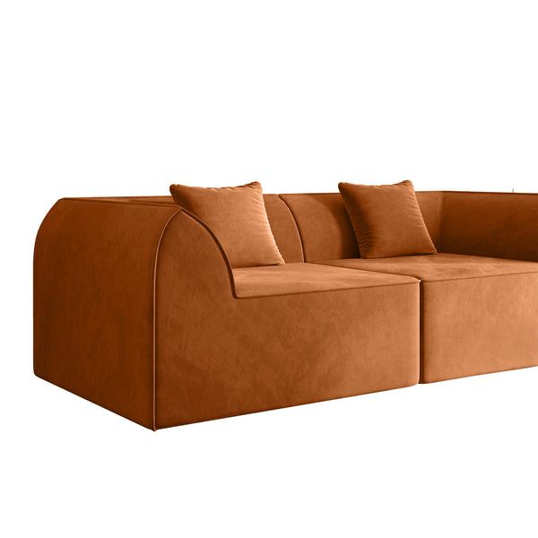 English Elm Compressed Memory Foam Sofa 2-Seater Lounger Daybed with Rectangular Pillow, Space-Saving Expandable Comfort Orange W3670S00005