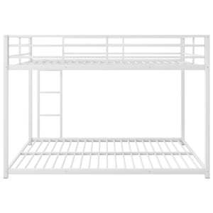 English Elm Full Over Low Profile Steel Bunk Bed with Guardrail and Integrated Ladder White MF285536AAK