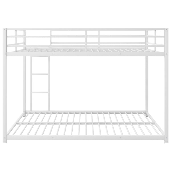 English Elm Full Over Low Profile Steel Bunk Bed with Guardrail and Integrated Ladder White MF285536AAK