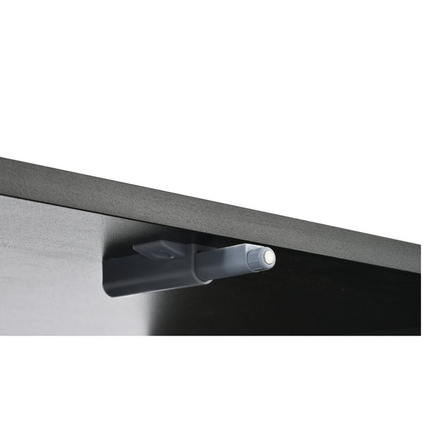 English Elm Farmhouse Arched TV Stand with Cable Management and Rebound Doors, 5 Solid Wood Legs, 75" TV Ready Black N721P288695B