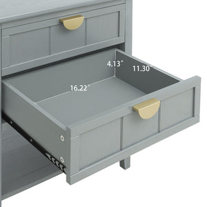 English Elm 2 Drawer Side Table – Solid Wood Veneer Nightstand with Preinstalled Steel Ball Slides, Anti-Slip Pads, 18.9x9.3x31.3" W68882620