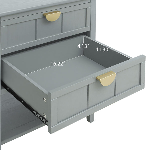 English Elm 2 Drawer Side Table – Solid Wood Veneer Nightstand with Preinstalled Steel Ball Slides, Anti-Slip Pads, 18.9x9.3x31.3" W68882620