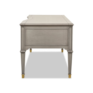 English Elm Jennifer Taylor Home - Dauphin Elegant 5-Drawer Executive Desk In Grey Cashmere With Gold Accents For Stylish Workspaces B2719P238476