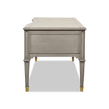 English Elm Dauphin Gold Accent 5-Drawer Wood Executive Desk, Grey Cashmere Wood