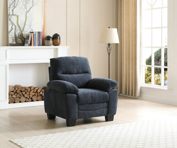 English Elm Summerton Plush Chenille Accent Chair with Removable Back, Coil Spring Seat and Padded Arms Blue 31 L x 36 W x 15 H B078P349521