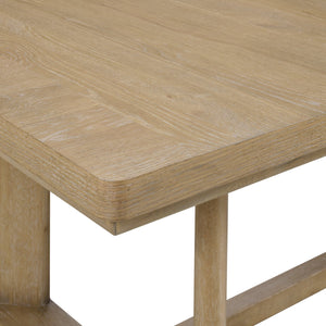 English Elm Wallace & Bay - Brown Trestle Table with Leaf – Contemporary Light Brown Wood Dining Table 80–104" Extendable, Easy-Care Elegance B361P384400